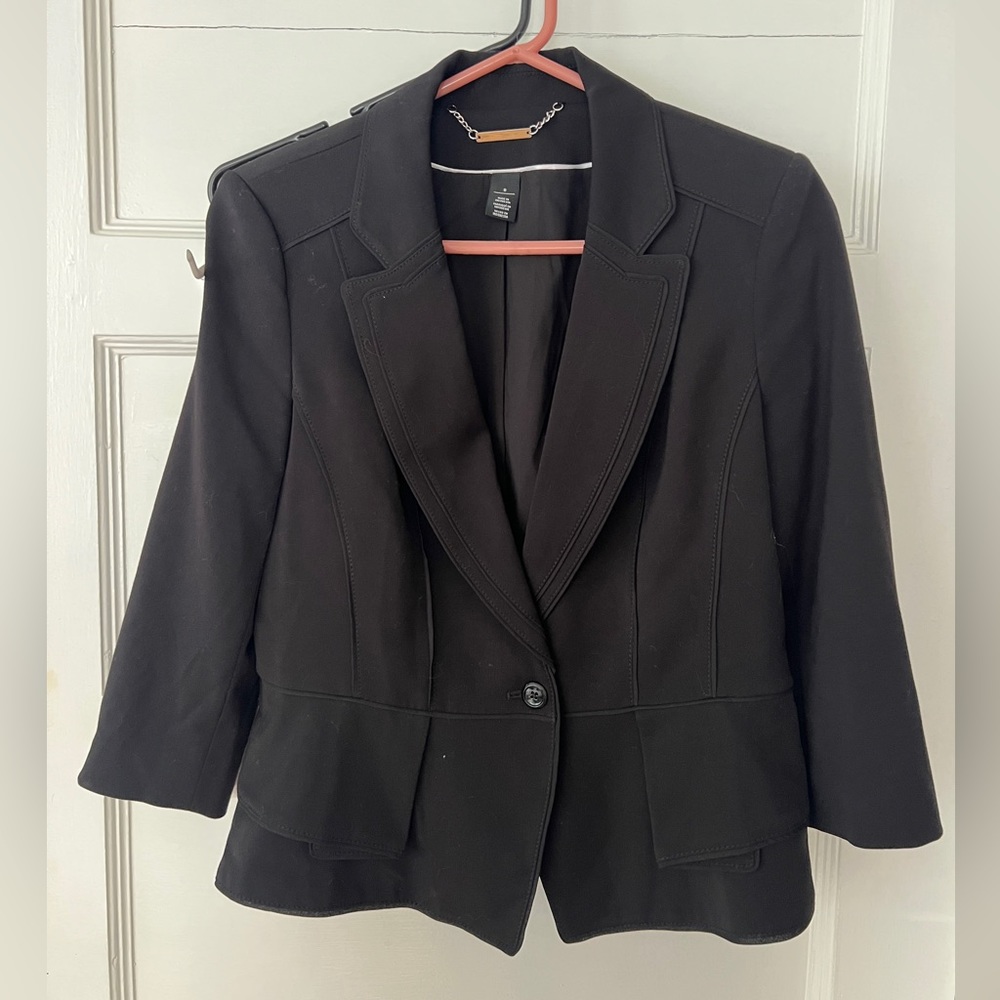 White and black blazer